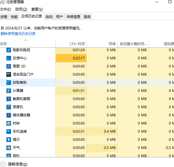應用歷史記錄