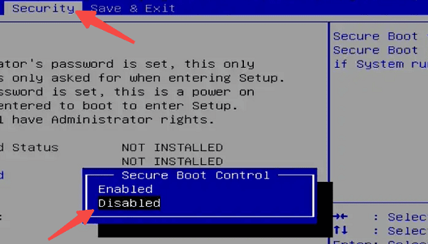 關(guān)閉Secure Boot