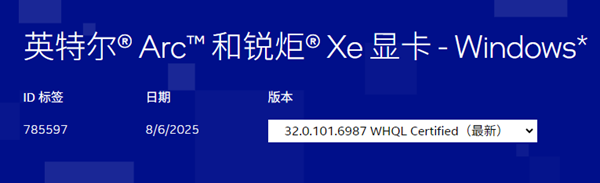 英特爾32.0.101.6987版本顯卡驅(qū)動(dòng)