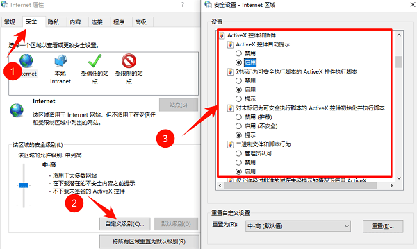 檢查 Internet Explorer ActiveX 設(shè)置
